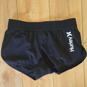 Hurley Black Athletic Shorts Sleek Design Elastic Waistband